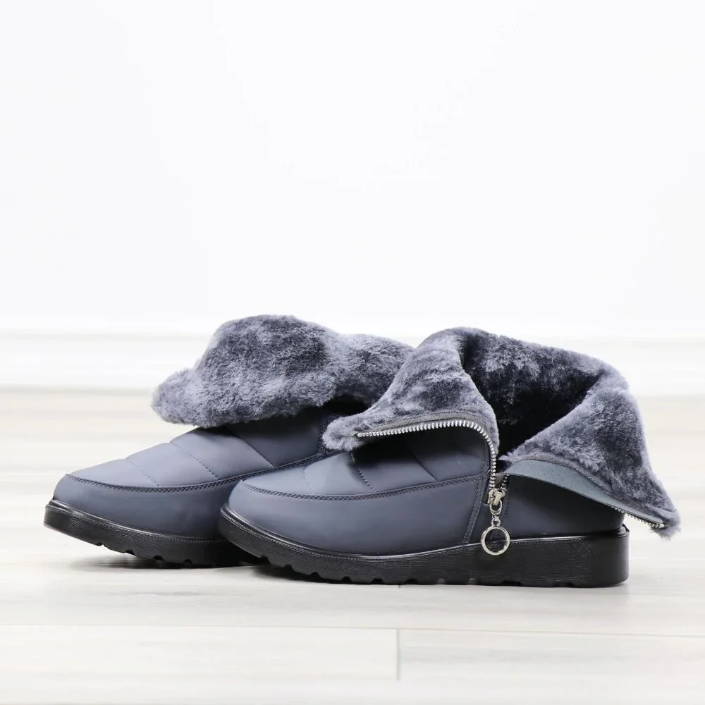 Rain Ankle Boots Weather Resistant Warm Synthetic Fluff Inside Grey - Picture 13 of 14